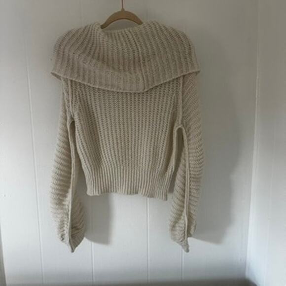 Free People Cowl Neck Turtle Neck Ivory Soft Sweater - Picture 5 of 13